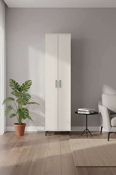 EnTrendMobilya Silva Dolap 4 Raflı 2 Kapaklı 60x30x243 Aytaşı Dolap