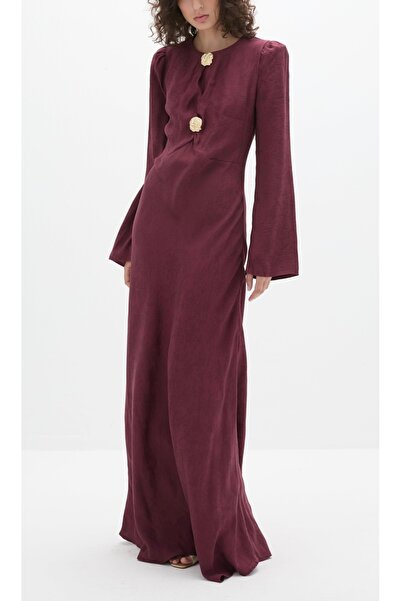 Nuesscollection Jakar Kumaş Broş Detay Abiye Elbise