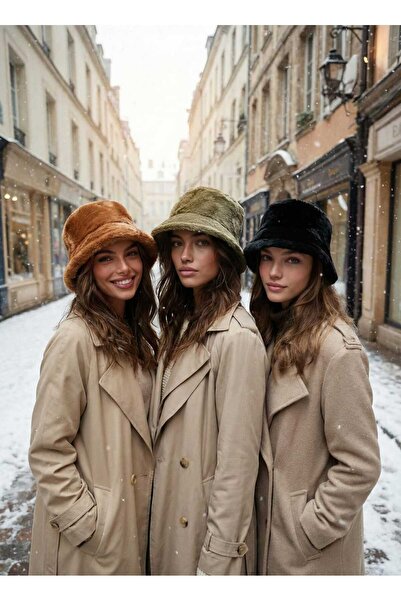 LAGRANZE Plush Bucket Hat Women's Set of 3