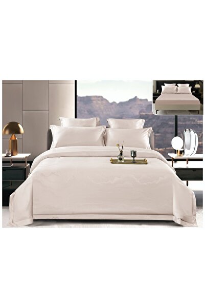 trendyhome Lenjerie de pat, bumbac satinat, 6 bucăți, simplă, crem, PT13689-e...