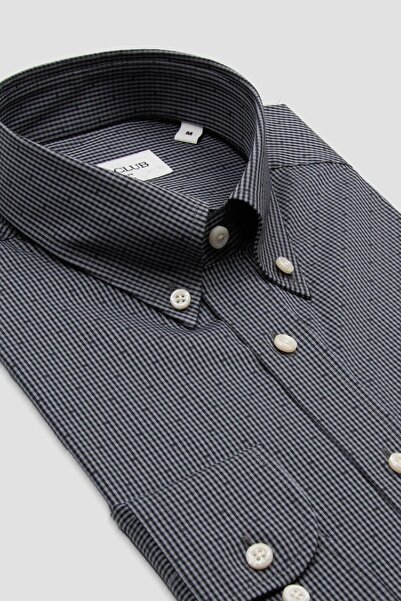 Abbate BB Club Mike Поплін Стретч Бавовняна суміш Регулярний крій Темно-сірий...