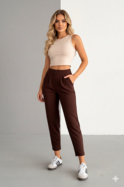 KHİ-ZAİ Women's Imported Crepe Full L Stretch Fabric Carrot Pants