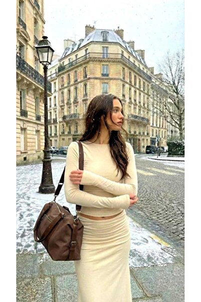 LAGRANZE Women's Nubuck Look Shoulder Bag