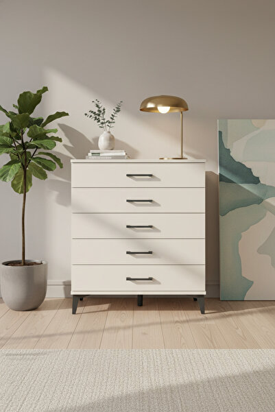 EnTrendMobilya Aura 5 Çekmeceli Şifonyer 88x59x96 Aytaşı | Modern Tasarım