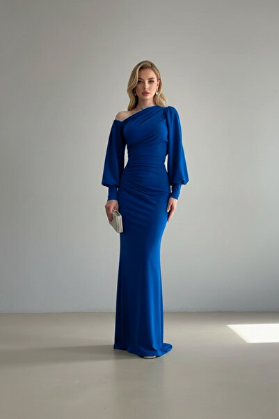 İntive Lingerie Women's One Shoulder Open Detail Imported Crepe Fabric Maxi L...