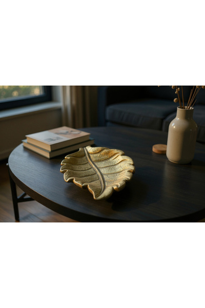 DECOROMA Επιτραπέζιο διακοσμητικό πιάτο με χρυσό σχέδιο με φύλλα