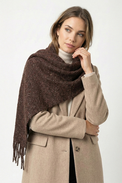 robanu Şal cu ciucuri cu sclipici auriu maro - Eşarfe de iarnă pentru femei &...