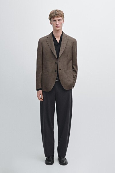 Massimo Dutti Üç iplik yün barrel fit pantolon