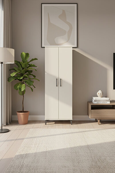 EnTrendMobilya Aura Dolap 4 Raflı 2 Kapaklı 60x59x182 Aytaşı-Aytaşı