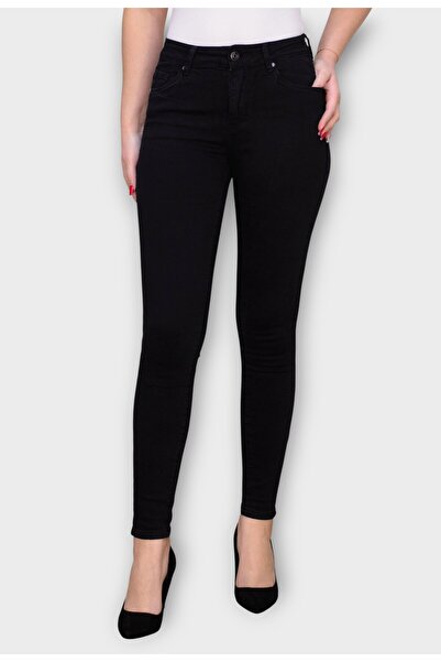 Elis Fashion Black Skinny Jeans with High Waist and Push-Up Effect