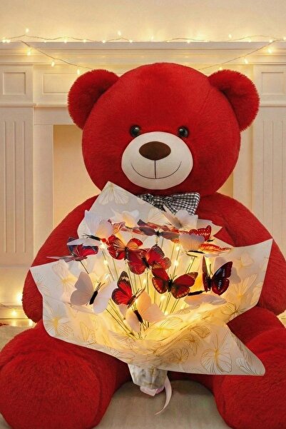 Solemia LED Işıklı Kırmızı-Beyaz Kelebek Buketi – 25 Kelebekli & 90 cm Büyük ...