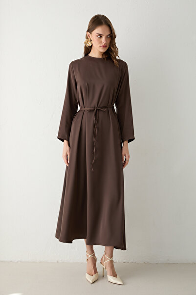 Melike Tatar Satin Dress with Cape 32-3805