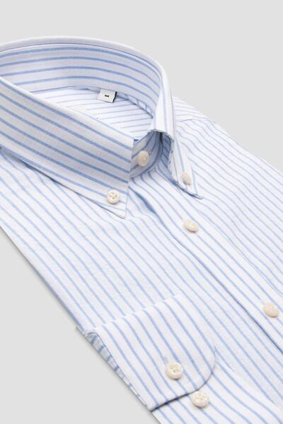 Abbate Bb Club Mike Seersucker Cotton Regular Fit Light Blue Button-Down Coll...