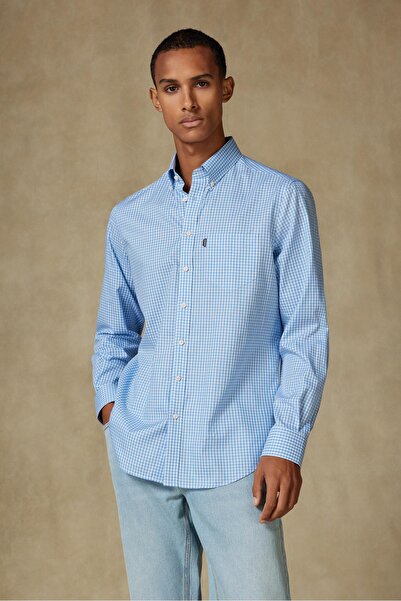 Abbate Aldomar Poplin Cotton Comfort Fit Dark Blue Button down Collar Men's C...