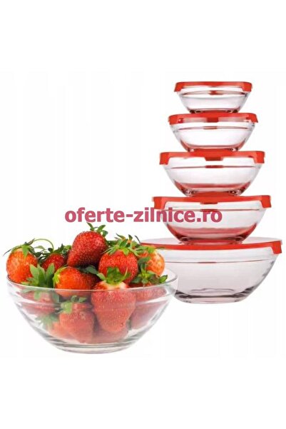 China Made Set of 5 Glass Bowls with Lids