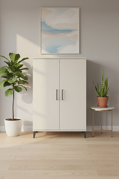 EnTrendMobilya Luna Dolap 3 Raflı 2 Kapaklı 88x44x134 Aytaşı Dolap