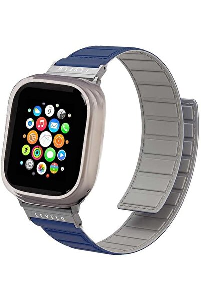 Levelo Magnetic Rotating Fuge Band for Apple Watch 45/44/42 - Blue/Gray