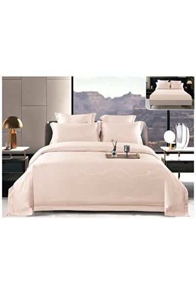 trendyhome Lenjerie de pat, bumbac satinat, 6 bucăți, simplă, bej, PT13691-el...