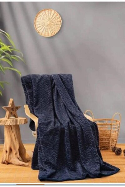 Cotton Box 3251-Cb Embos Ck Blanket Navy Blue