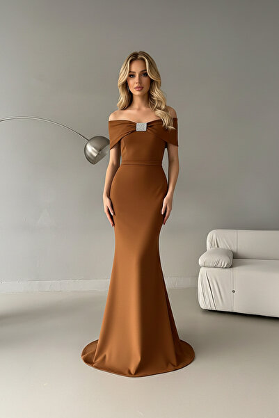 İntive Lingerie Madonna Collar Stone Detail Maxi Length Scuba Fabric Fish Eve...