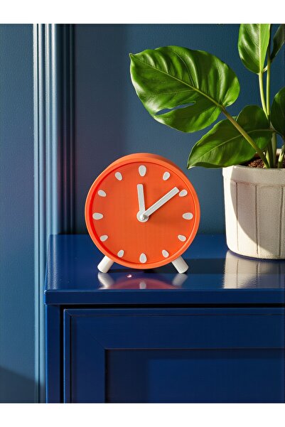DECOROMA Mandalina Saat | Dekoratif Turuncu Masa Üstü Saat – Sessiz Mekanizmalı