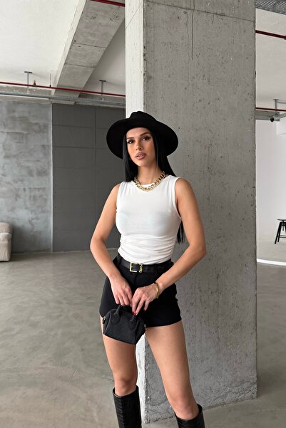R-Style Cotton Ribbed Side Gathered Blouse