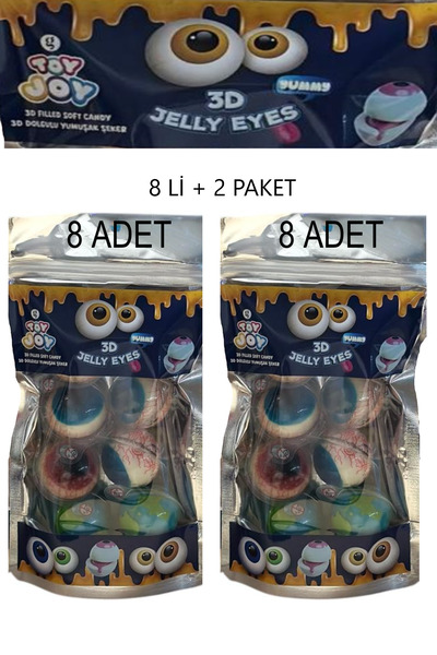 Pofika Toy Joy Stick 3D JELLY EYES Göz Yumuşak Şeker 2 X 8 Adet 288 Gr.
