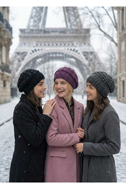 LAGRANZE Set de 3 berete pentru pictor cu textura moale pentru femei