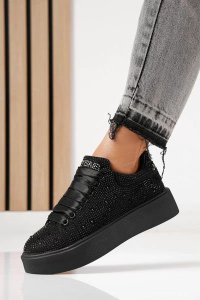 Zaira Adidasi dama negri din material textil Ellania #24089 - 40