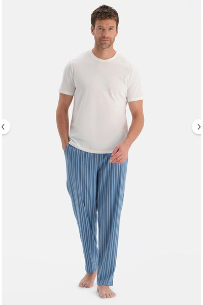 Dagi Pantaloni de pijama pentru bărbați, cu dungi bleumarin, confort, țesuți/...