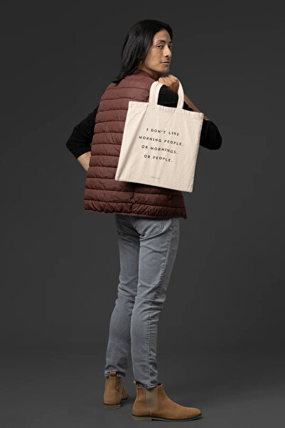 OEM Tote Bag, premium cotton, original illustration, text Morning People