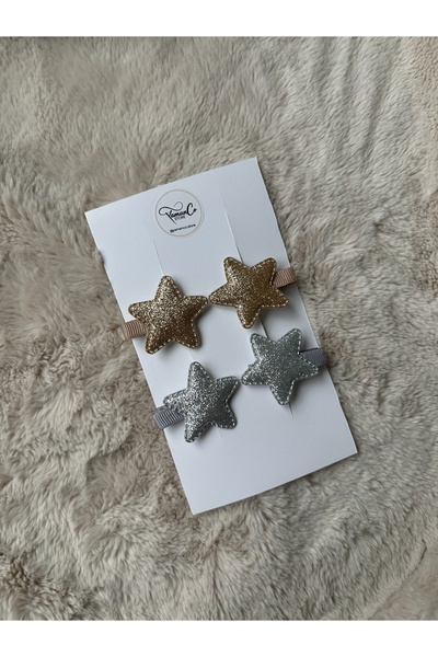 YamanCo Store El Yapımı Simli Yıldız Figürlü Pens Toka Seti