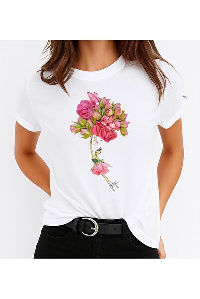 OEM Women's Cotton T-Shirt 100% Flower 10 Butterfly