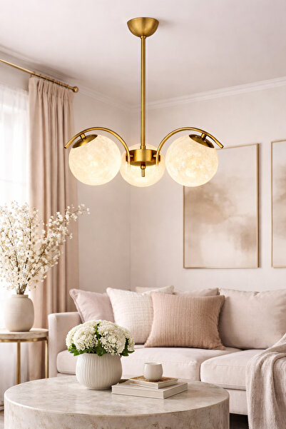 ESSLİGHT Sena 3’lü Eskitme Sarkıt 3 Boyutlu Başlıklı Modern Salon Mutfak Yata...