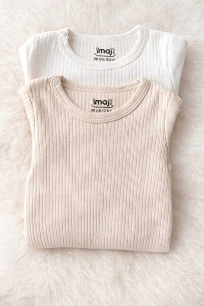 imajbebe İmaj Desenli Uzun Kollu Bebek Badi 2’li Set (0-9 Ay)