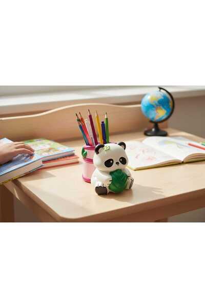 DEKORATİF PANDA KALEMLİK,SAKSI (Pembe)