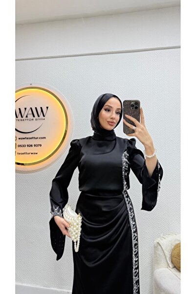 waw tesettür Taş İşlemeli Yeni Sezon Abiye