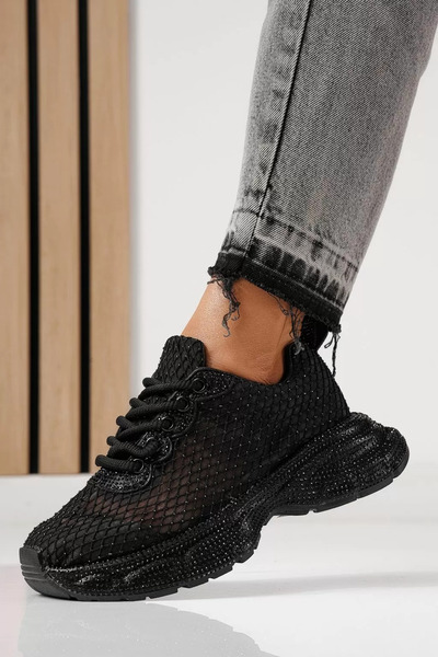 Zaira Adidasi dama negri din material textil Cataleya #24066 - 40