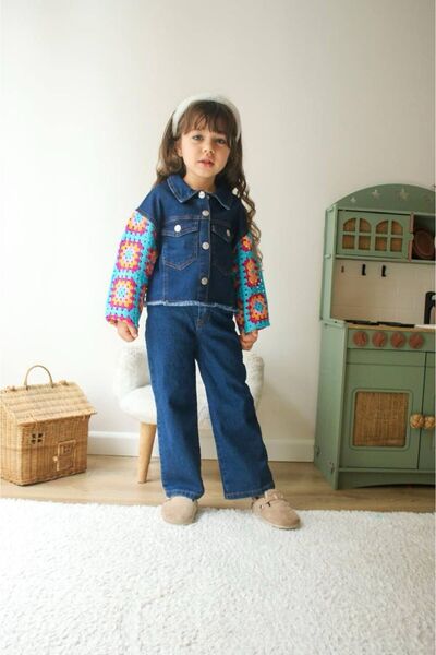 JELİBOOM KOL ÖRGÜ DETAYLI KIZ ÇOCUK TAKIM