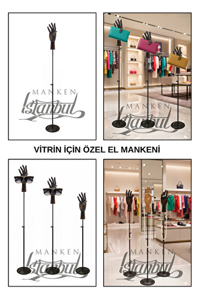 Manken İstanbul Metal Standlı Asansörlü Ayarlanabilir Ahşap El - Vitrin İçin ...
