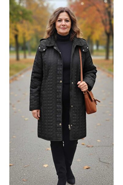güncüoğlu Length 90cm Detachable Ka Hooded Fur Quilted Coat