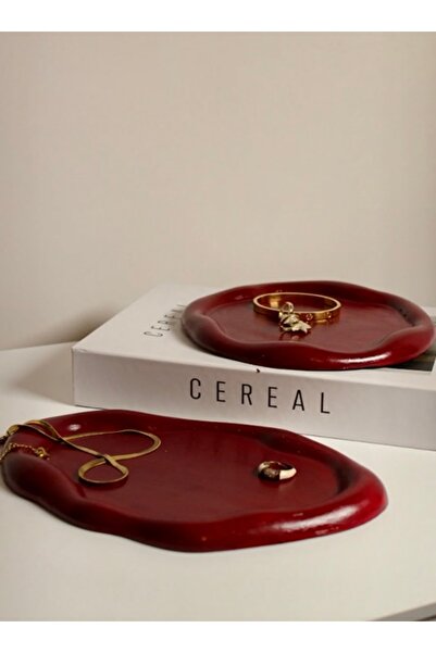 Roses طبق مزخرف للمجوهرات والعروض من طراز بولوت مكون من قطعتين باللون الأحمر ...