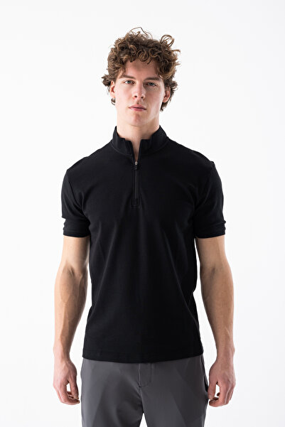 JoggerLab Men's Half Zipper and Short Sleeve T-Shirt