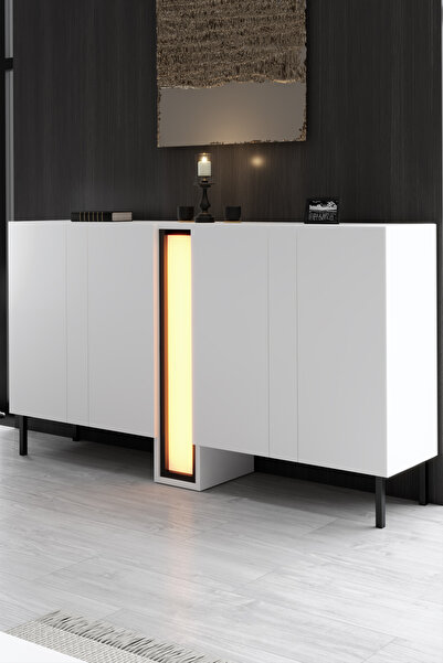 Modatte NOVA KONSOL LED IŞIKLI METAL AYAKLI MODERN TASARIM BEYAZ TV SEHPASI