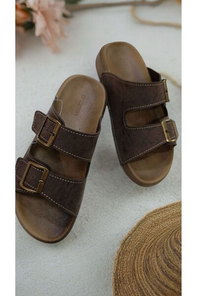 GEZER شبشب ناتشرلا كومفورت للرجال صيفي مريح من الجلد الصناعي بمشبك قابل للتعديل