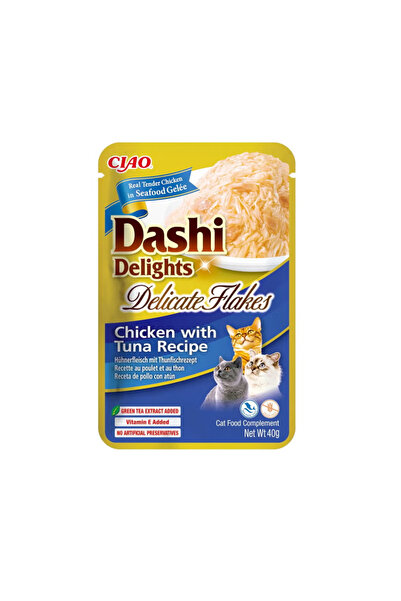 Inaba رقائق دجاج داشي ديلايت الرقيقة مع التونة، 40 غرام، عبوة من 6 قطع