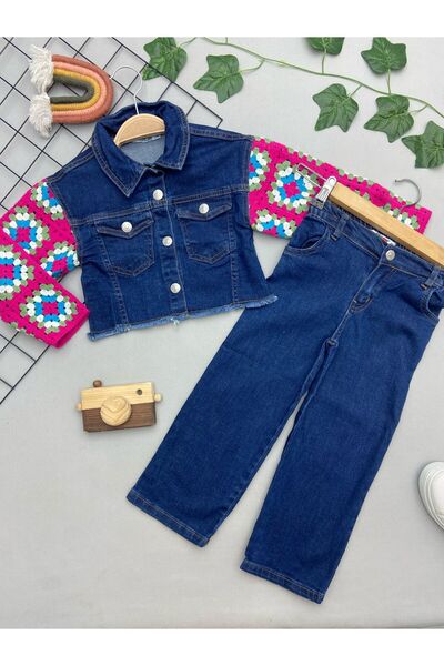 JELİBOOM KOL ÖRGÜ DETAYLI KIZ ÇOCUK TAKIM