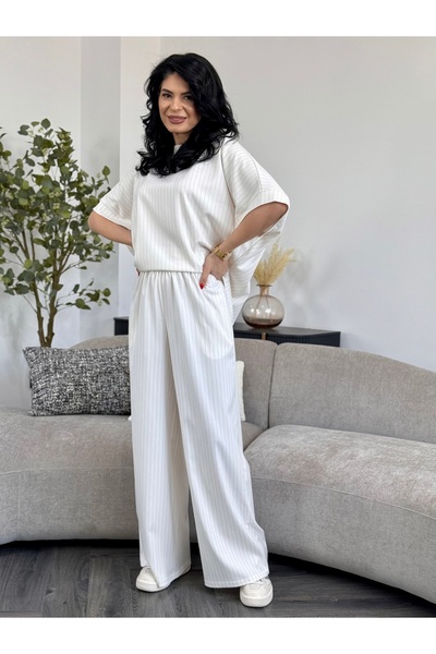 RAMONA BADESCU EXCLUSIVE Casual blue set with oversized blouse and wide pants