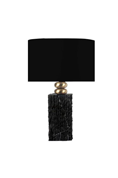 MOENAStudio Modern Tasarım Siyah Mermer Abajur – Siyah Başlık