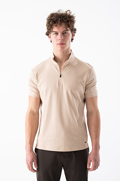 JoggerLab Men's Half Zipper and Short Sleeve T-Shirt